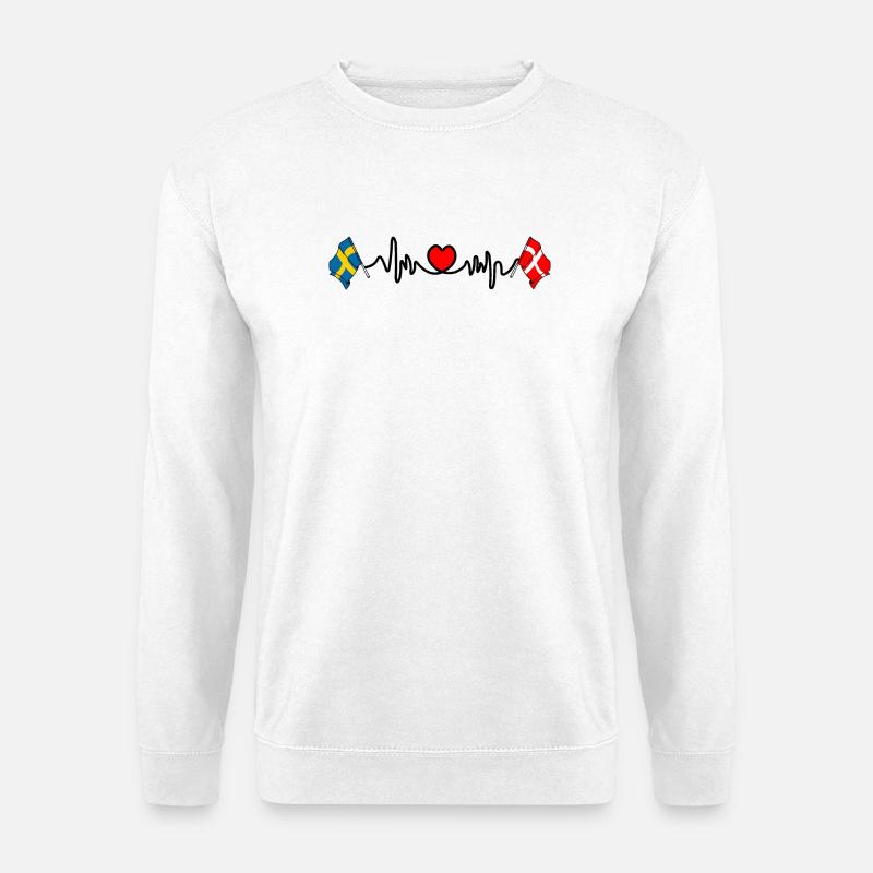 Cardio hartjet Drapeau Suède, drapeau Danemark - Sweat-shirt Unisexe - blanc