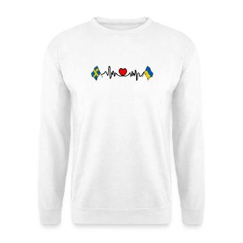 Cardio-Herz Flagge Schweden, Flagge Ukraine - Unisex Pullover - Weiß - Vorne
