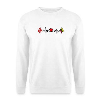 Cardio heart Flag Denmark, flag Lithuania - Unisex Sweatshirt - white - Front