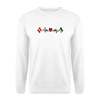 Cardio heart Flag Denmark, flag Ukraine - Unisex Sweatshirt - white - Front