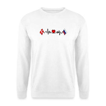 Cardio cardiaque Drapeau Danemark, drapeau Russie - Sweat-shirt Unisexe - blanc - Devant