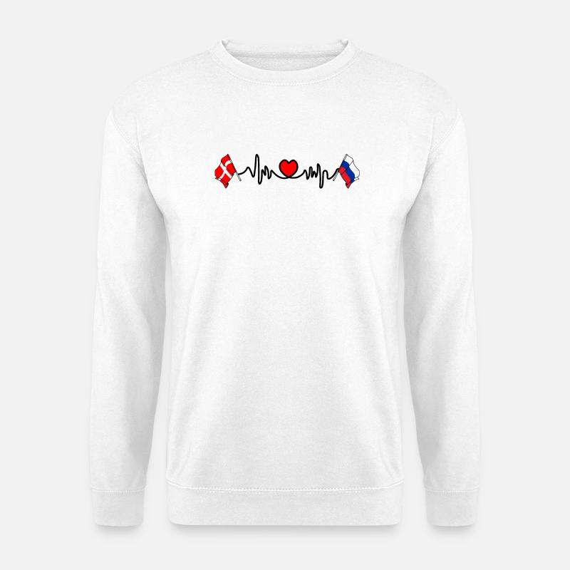 Cardio cardiaque Drapeau Danemark, drapeau Russie - Sweat-shirt Unisexe - blanc