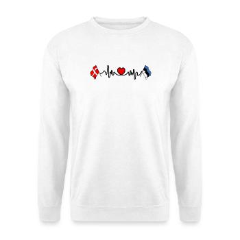 Cardio-Herz Flagge Dänemark, Flagge Estland - Unisex Pullover - Weiß - Vorne