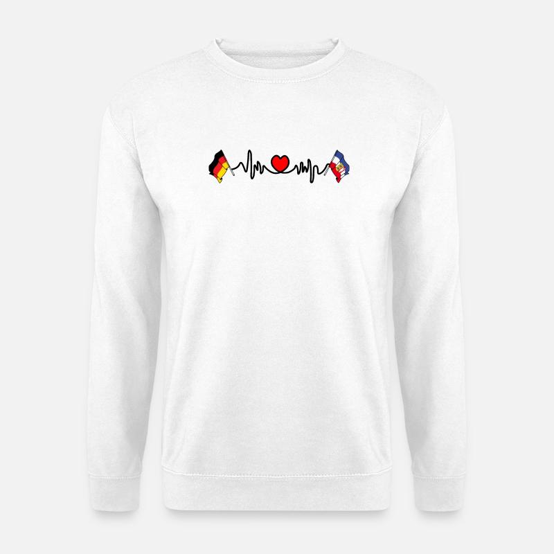 Cardio Herz Flagge Deutschland, Schleswig Holstein - Unisex Pullover - Weiß