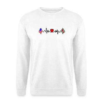 Cardio heart avec drapeau des États-Unis et drapeau du Suriname - Sweat-shirt Unisexe - blanc - Devant