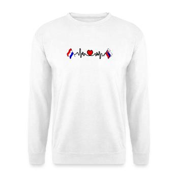 Cardio-Herz mit Flagge Niederlande, Slowakei - Unisex Pullover - Weiß - Vorne
