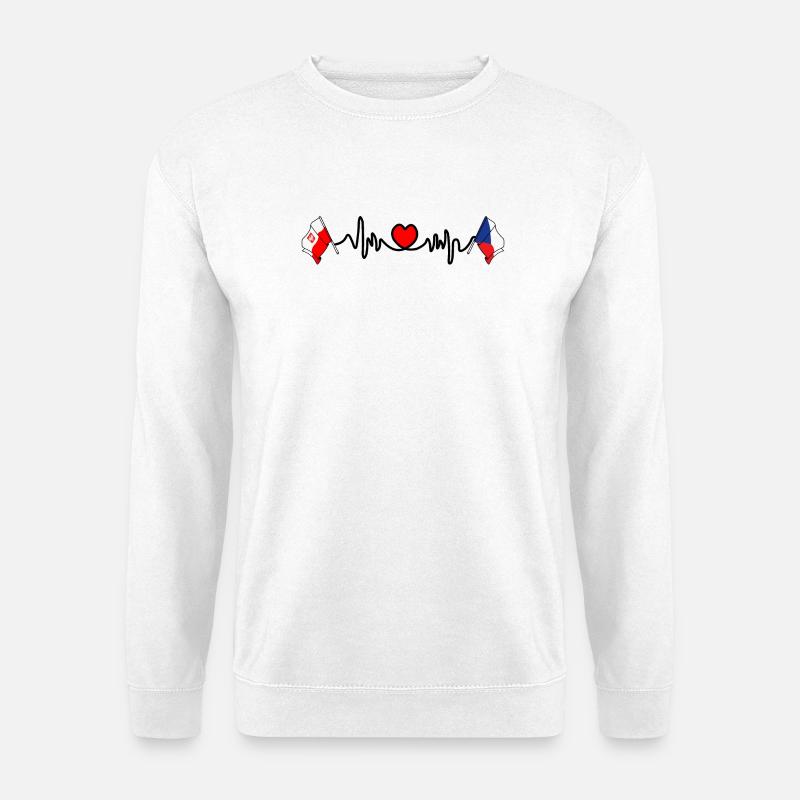 Cardio cardiaque Drapeau Pologne, République tchèque - Sweat-shirt Unisexe - blanc