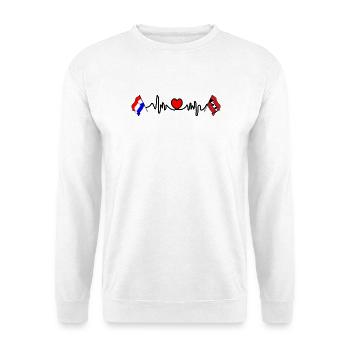 Cardio coeur Drapeau Pays-Bas, Amsterdam - Sweat-shirt Unisexe - blanc - Devant