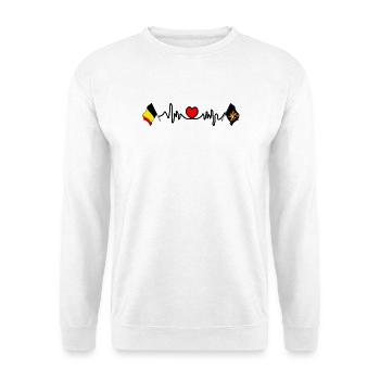 Cardio-Herz mit Flagge Belgien, Flämisch-Brabant - Unisex Pullover - Weiß - Vorne