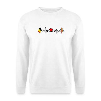 Cardio heart with Flag Belgium, Antwerp - Unisex Sweatshirt - white - Front