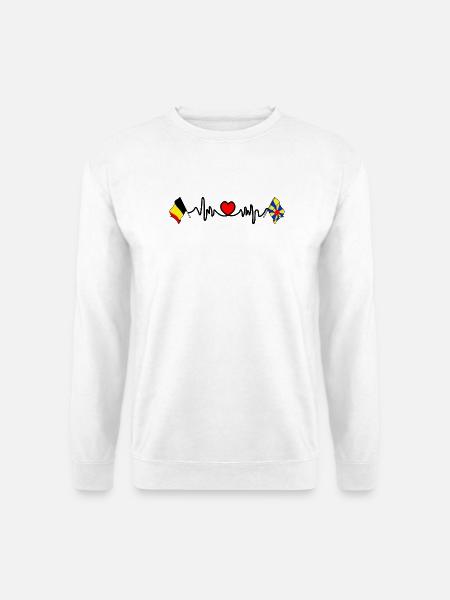 Cardio-Herzflagge Belgien, Westflandern - Unisex Pullover - Weiß