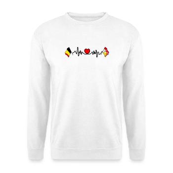 Cardio heart Flag Belgium and flag Liège - Unisex Sweatshirt - white - Front
