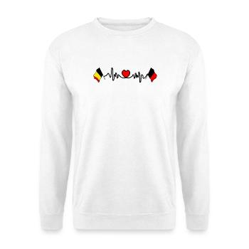 Cardio heart avec Flag Belgium et drapeau Namur - Sweat-shirt Unisexe - blanc - Devant