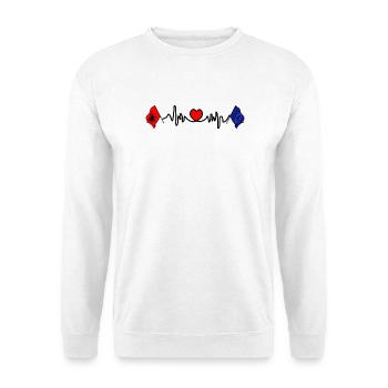 Cardio-Herz mit Flagge Albanien und Flagge Europa - Unisex Pullover - Weiß - Vorne