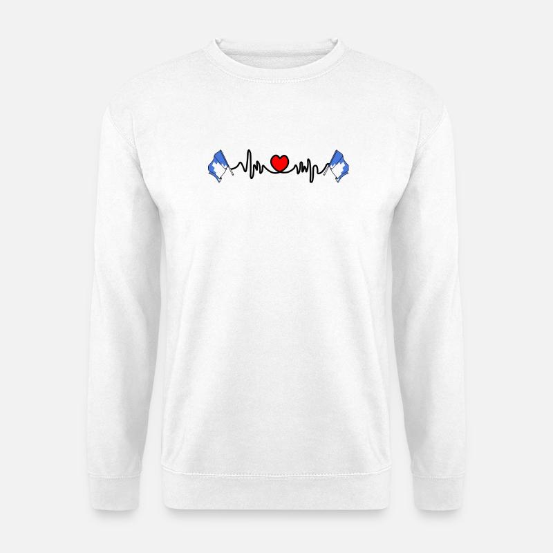 Herzfrequenz-Cardio mit zwei Flaggen von Akershus - Unisex Pullover - Weiß