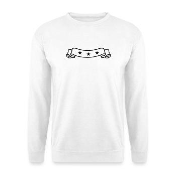 Banner mit drei Sternen Schwarz - Unisex Pullover - Weiß - Vorne - Alina (178cm) & Michal (187cm)