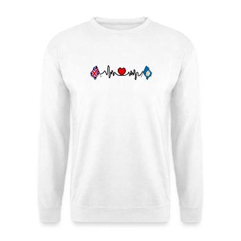 Yorkshire + Herzschlag + Flagge Großbritanniens - Unisex Pullover - Weiß - Vorne
