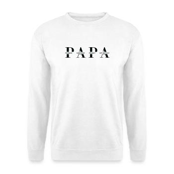 Horizontales PAPA Design in Schwarz für helle Mode - Unisex Pullover - Weiß - Vorne