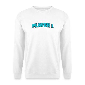 PLAYER 1 - Unisex Pullover - Weiß - Vorne - Alina (178cm) & Michal (187cm)