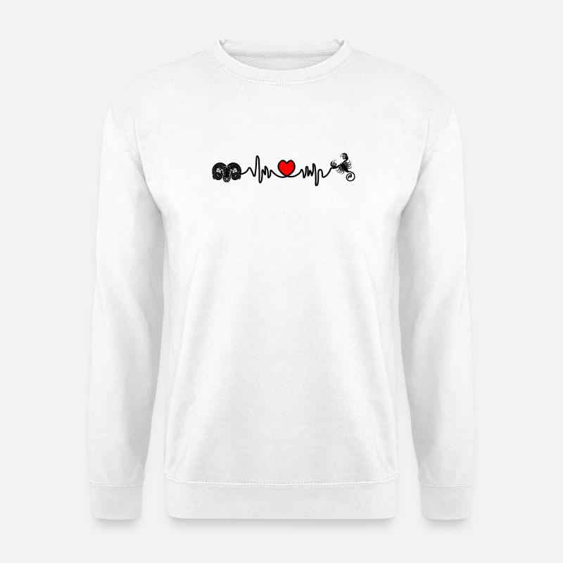 Herzfrequenz Cardio Widder Skorpion - Unisex Pullover - Weiß