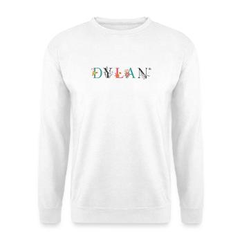 DYLAN Namenskunst mit Blumen bestickt - Unisex Pullover - Weiß - Vorne