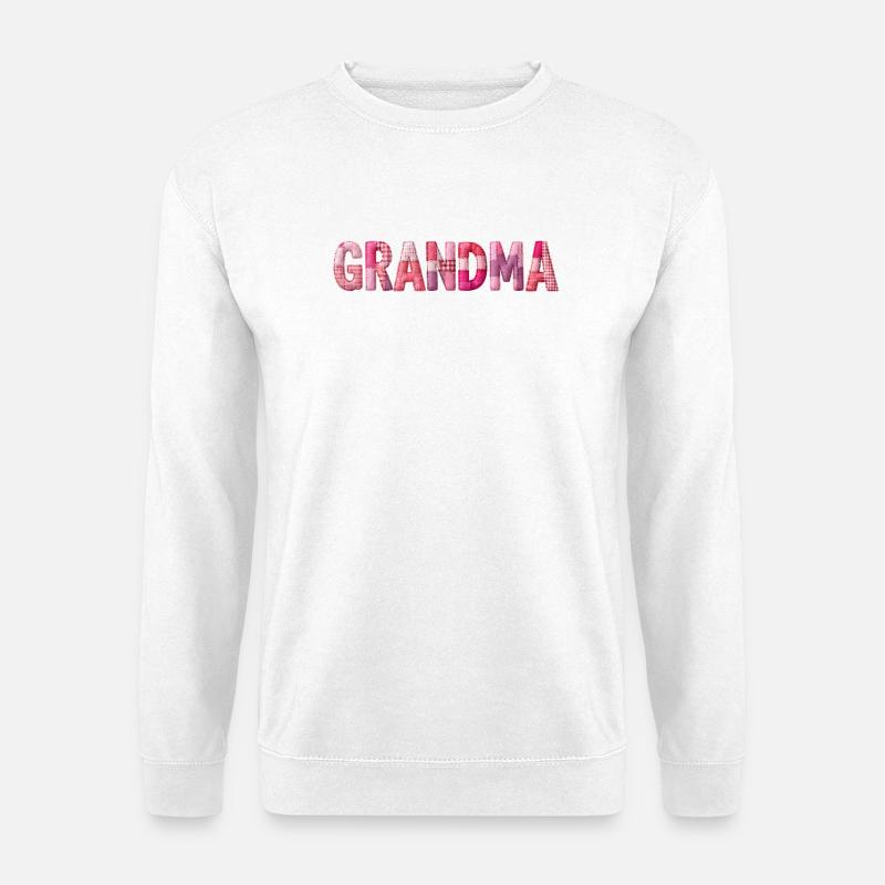 Grandmother Pink Plaid Letters Patchwork - Unisex Sweatshirt - white