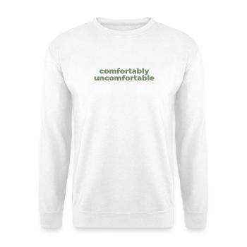 Bequem Ungemütlich Typografie - Unisex Pullover - Weiß - Vorne - Alina (178cm) & Michal (187cm)