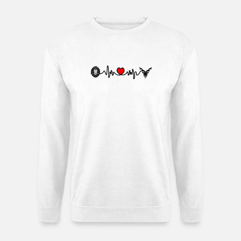 Herzfrequenz Cardio Löwe Steinbock - Unisex Pullover - Weiß