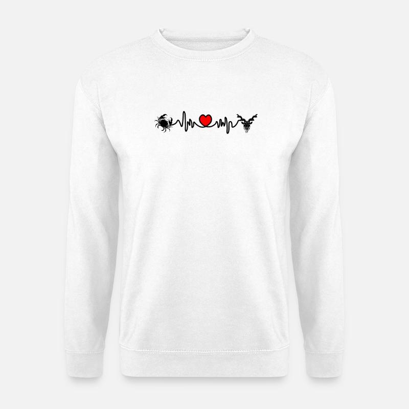 Herzfrequenz Kardio Krebs Steinbock - Unisex Pullover - Weiß