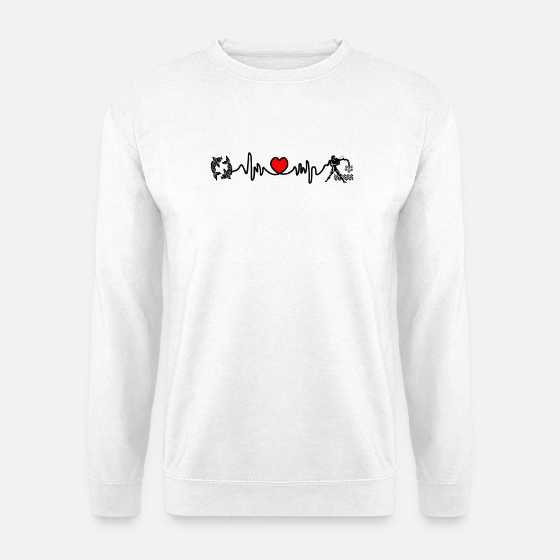 Herzfrequenz Kardio Fische Wassermann - Unisex Pullover - Weiß