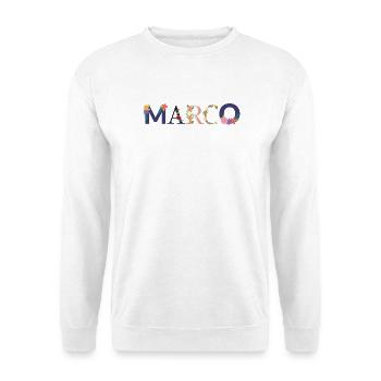Le nom MARCO décoré de fleurs - Sweat-shirt Unisexe - blanc - Devant