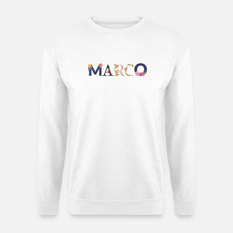 MARCO Name mit Blumen geschmückt - Unisex Pullover - Weiß