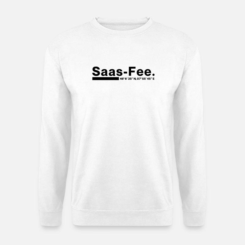 Coordonnées Saas-Fee Valais, Suisse - Sweat-shirt Unisexe - blanc