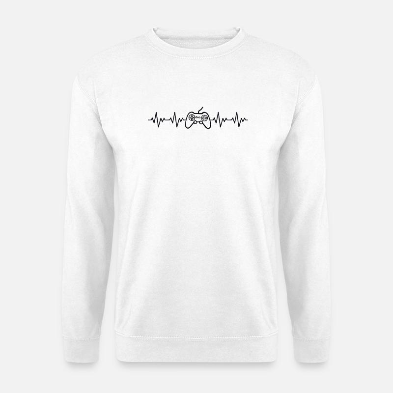 Controller Gamer EKG Herzschlag - Unisex Pullover - Weiß