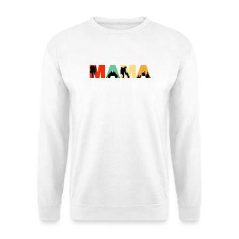Mama Camping Retro Sunset Hiking Silhouette - Unisex Pullover - Weiß - Vorne
