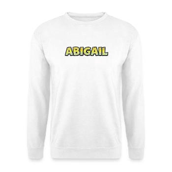 Abigail – Handgezeichnete Typografie - Unisex Pullover - Weiß - Vorne - Alina (178cm) & Michal (187cm)