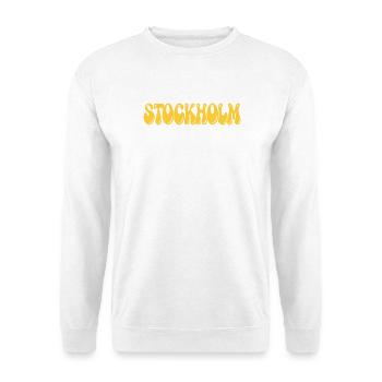 Stockholm Yellow Bubble Retro - Unisex Pullover - Weiß - Vorne - Alina (178cm) & Michal (187cm)