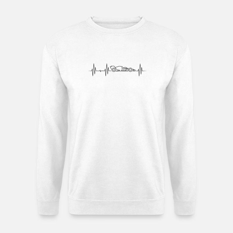 Formel racing Herzschlag Linien Race Autos Puls - Unisex Pullover - Weiß