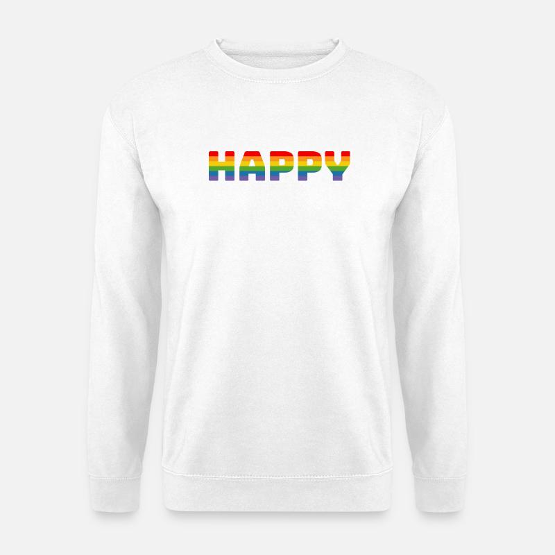 Pride Regenbogen Tshirt happy | LGBT lgbtqi queer - Unisex Pullover - Weiß
