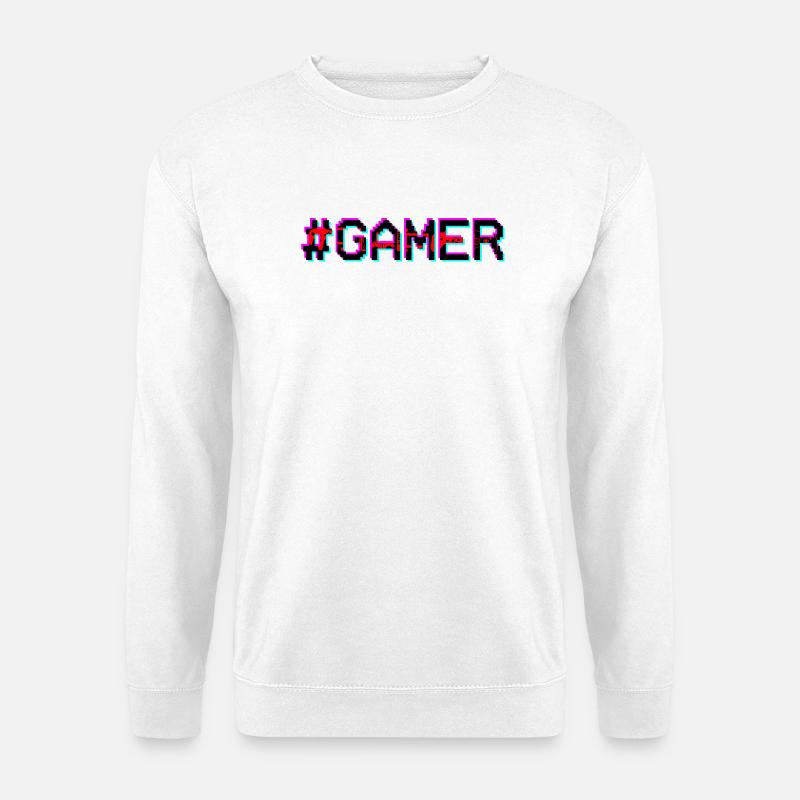 Gamer Neon Glitch - Unisex Pullover - Weiß