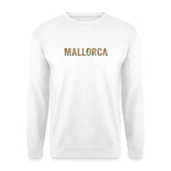 Mallorca Typografie mit mediterraner Architektur - Unisex Pullover - Weiß - Vorne