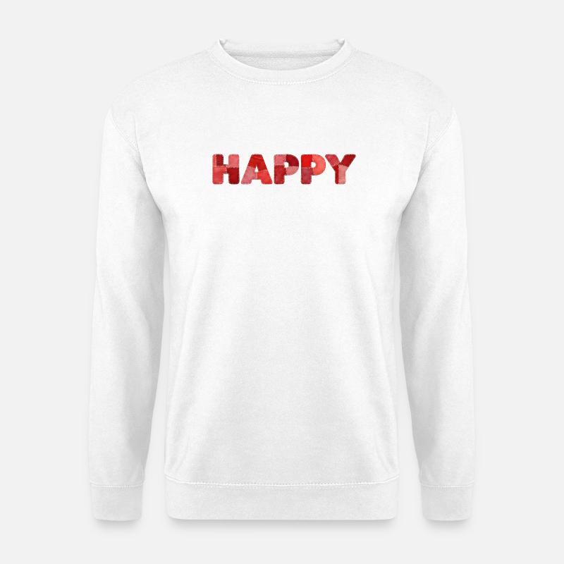 HAPPY Patchwork Embroidery Latest Trend - Unisex Sweatshirt - white