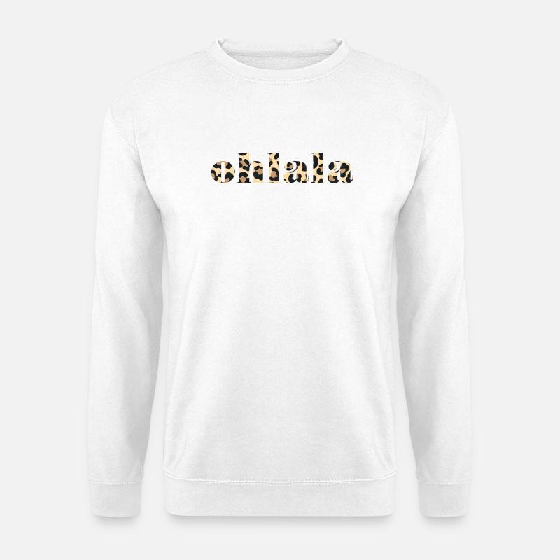 Olala Leoparden Muster Schrift - Unisex Pullover - Weiß