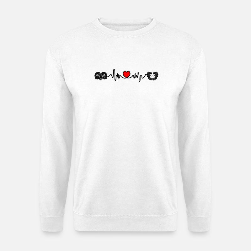 Herzfrequenz Cardio Widder Zwillinge - Unisex Pullover - Weiß