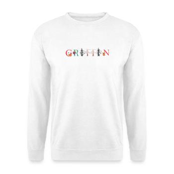 GRIFFIN Namenskunst mit gestickten Blumen - Unisex Pullover - Weiß - Vorne