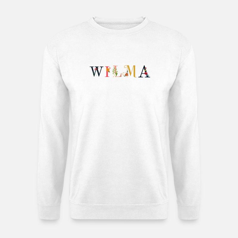 WILMA Name mit Blumen geschmückt - Unisex Pullover - Weiß
