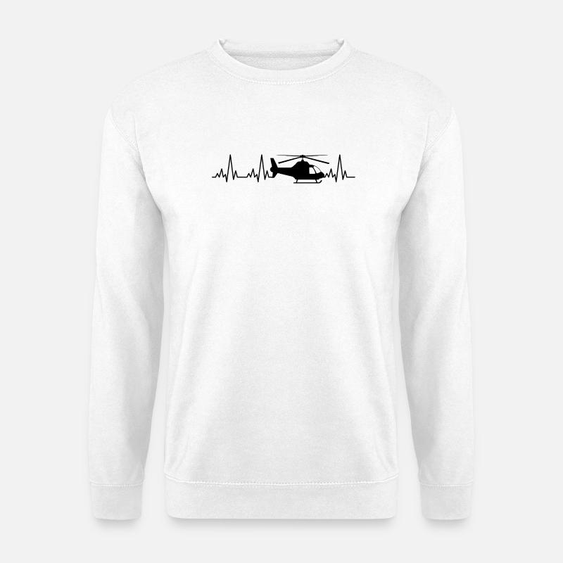 Helikopter Herzschlag Ekg Pilot - Unisex Pullover - Weiß