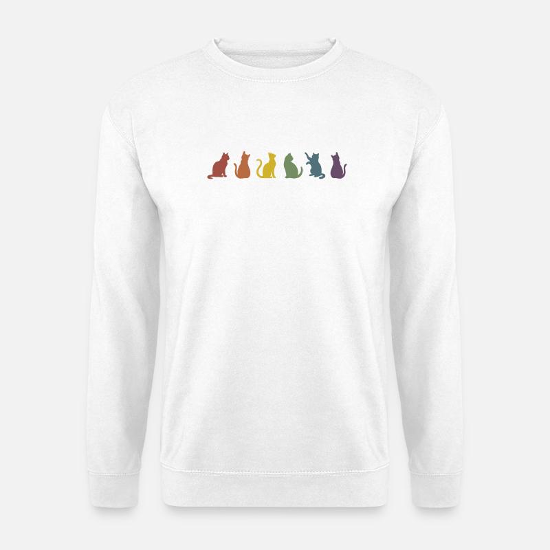 Bunte Pride Katzen Silhouetten  - Unisex Pullover - Weiß