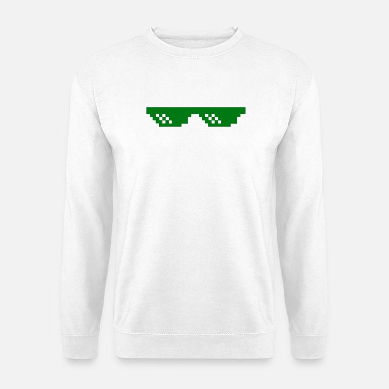 Grünes Pixelmuster mit Kontrastblöcken - Unisex Pullover - Weiß