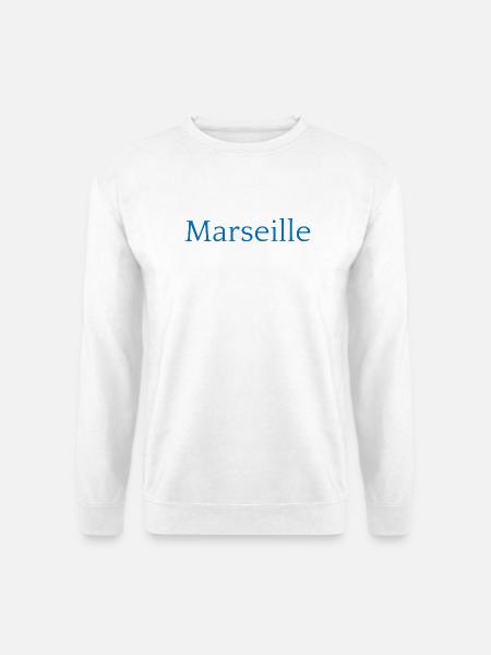 Marseille, France Conception typographique - Sweat-shirt Unisexe - blanc